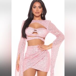 Fashion nova pink sequin two piece